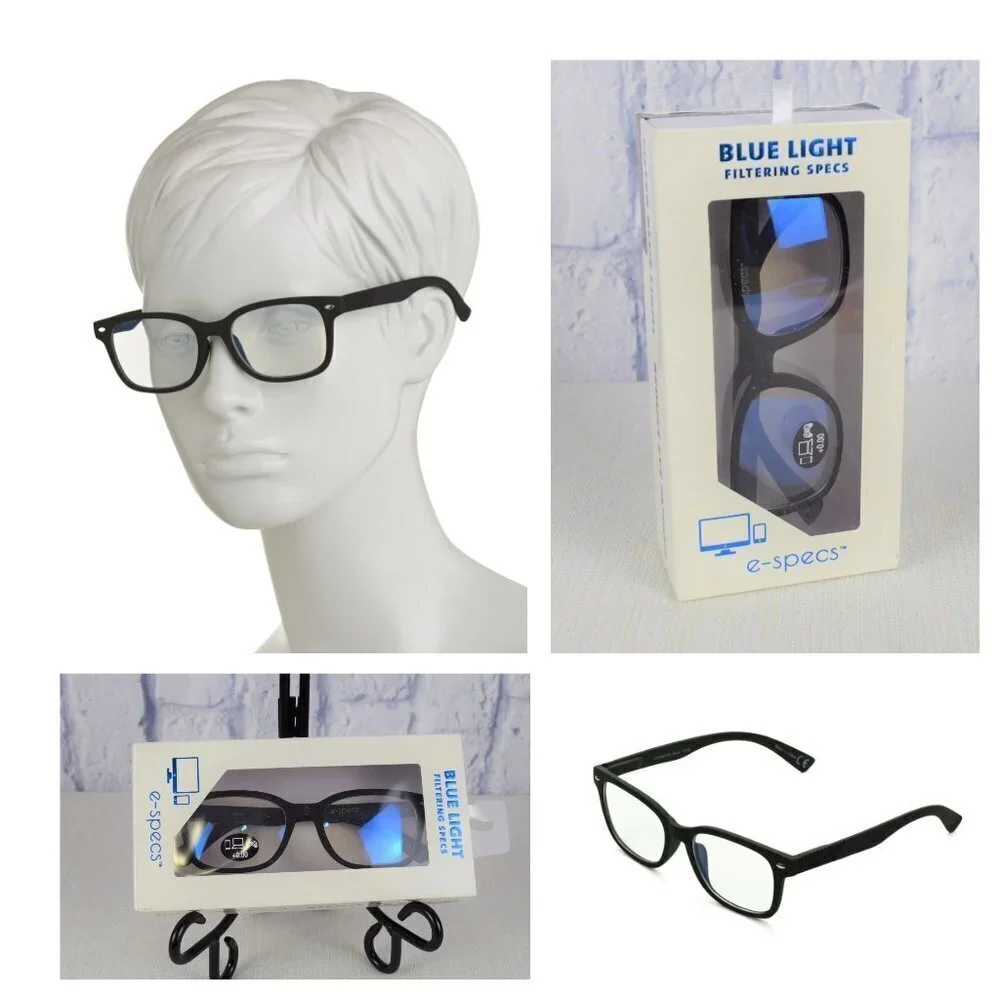 e-Specs Blue Light Filtering Specs Glasses Black